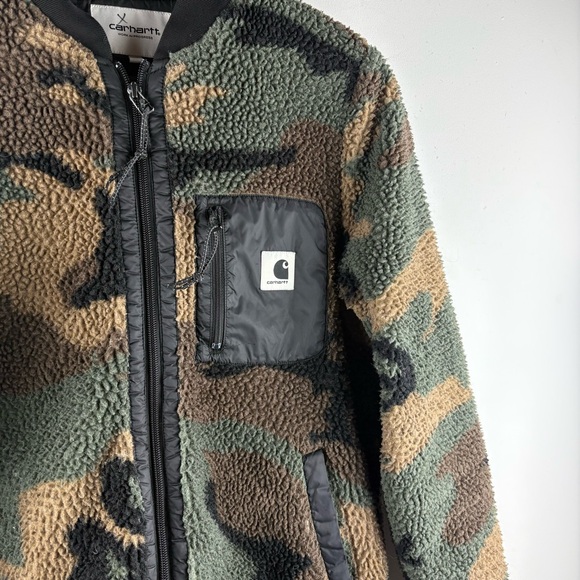 Carhartt Unisex WIP Teddy Camo Camouflage Fleece Full Zip Bomber Jacket Small - Picture 3 of 10